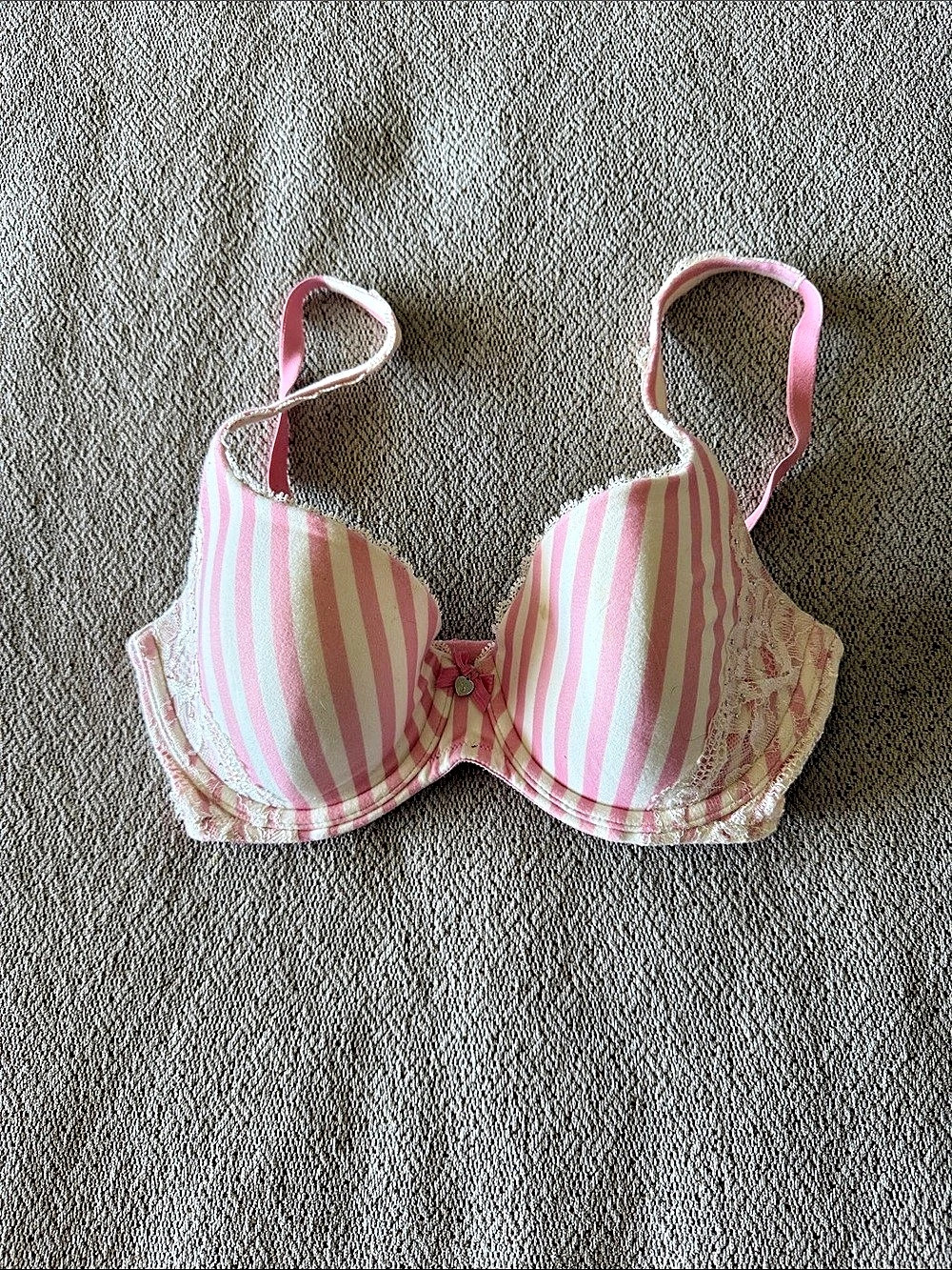 Victoria's Secret Body by Victoria Lined Demi Bra Pink & White 32DD